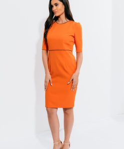 Φόρεμα μεσάτο με φυτίλι Πένσιλ Πορτοκαλί