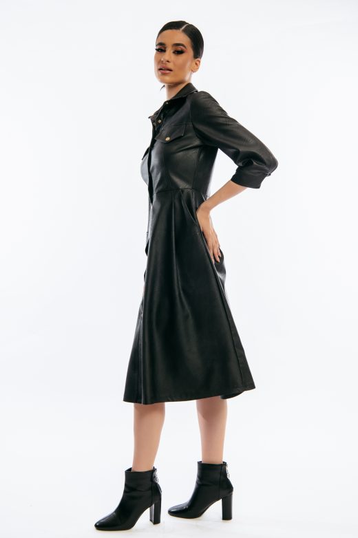 Benedict Φόρεμα με κολαρο και μαυρα μπουλ κουμπια Α/Μ